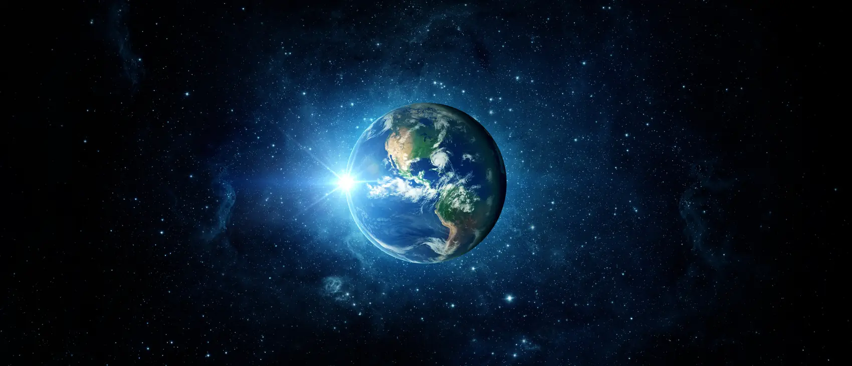 The Earth seen from space, lit along one edge